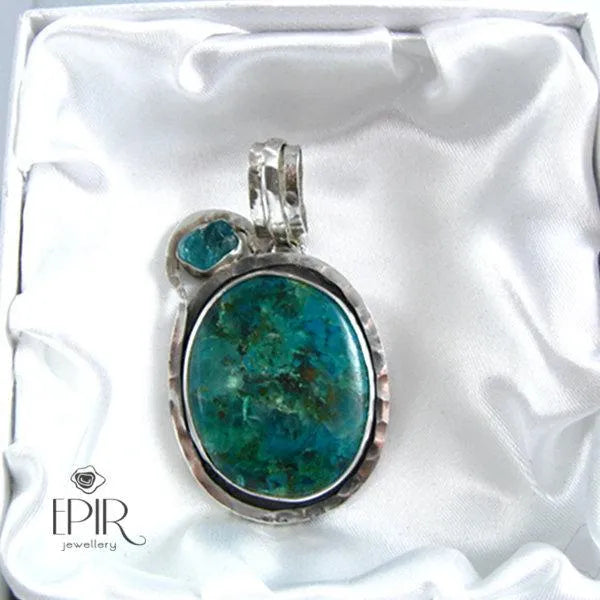 Odcienie Błękitu- Chryzokola I Apatyt, Wisior Srebrny - EPIR Art Jewellery&Gemstone
