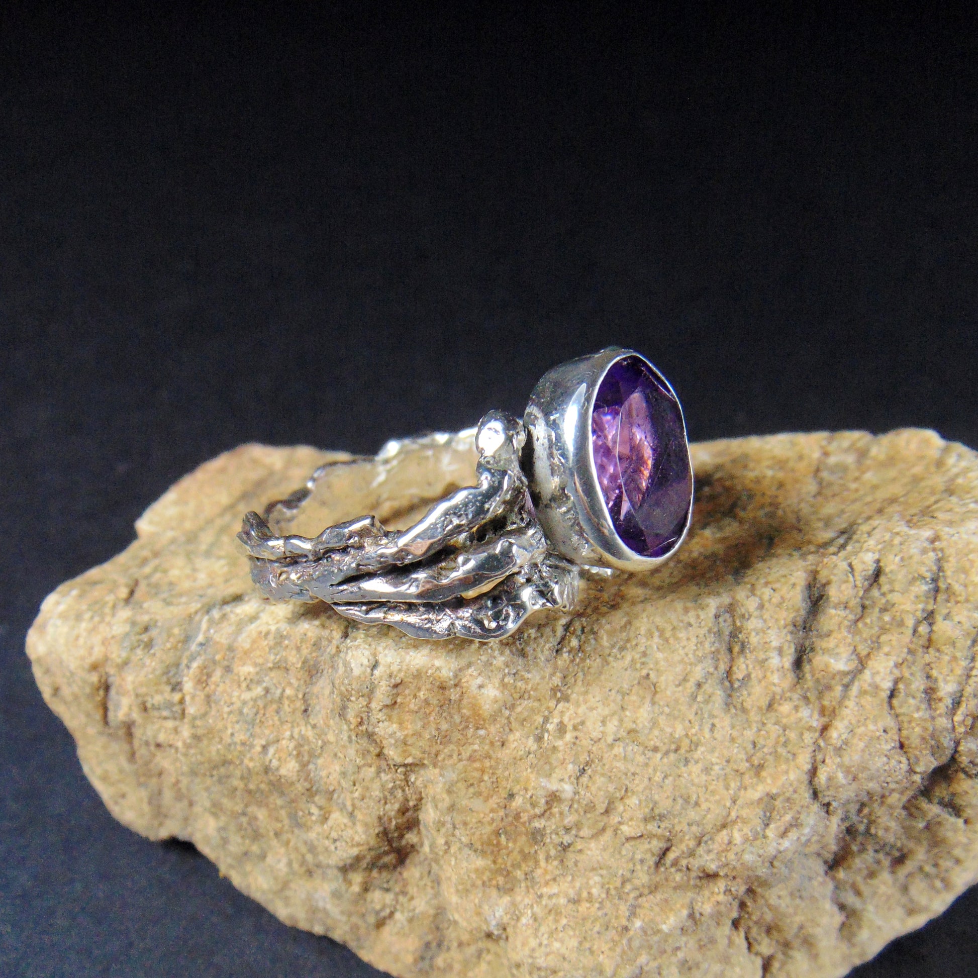 Pierścionek "Gałązki" z ametystem - EPIR Art Jewellery&Gemstone