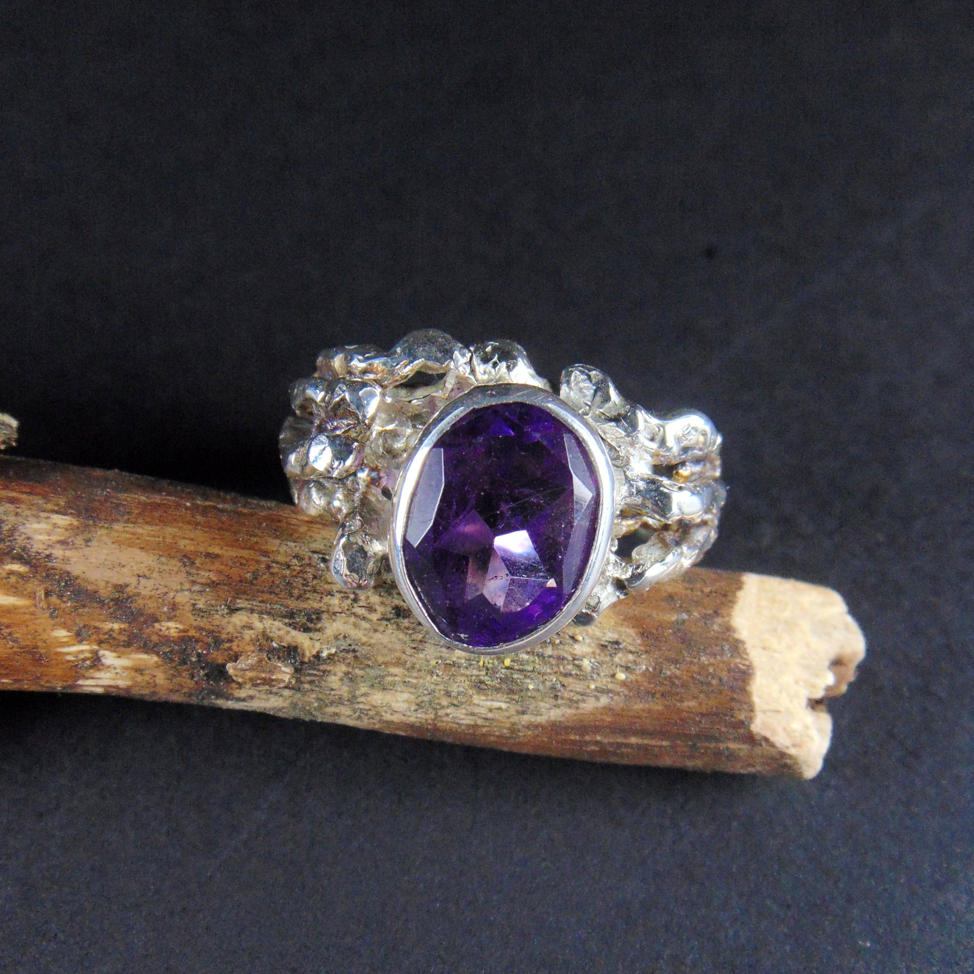 Pierścionek "Gałązki" z ametystem - EPIR Art Jewellery&Gemstone