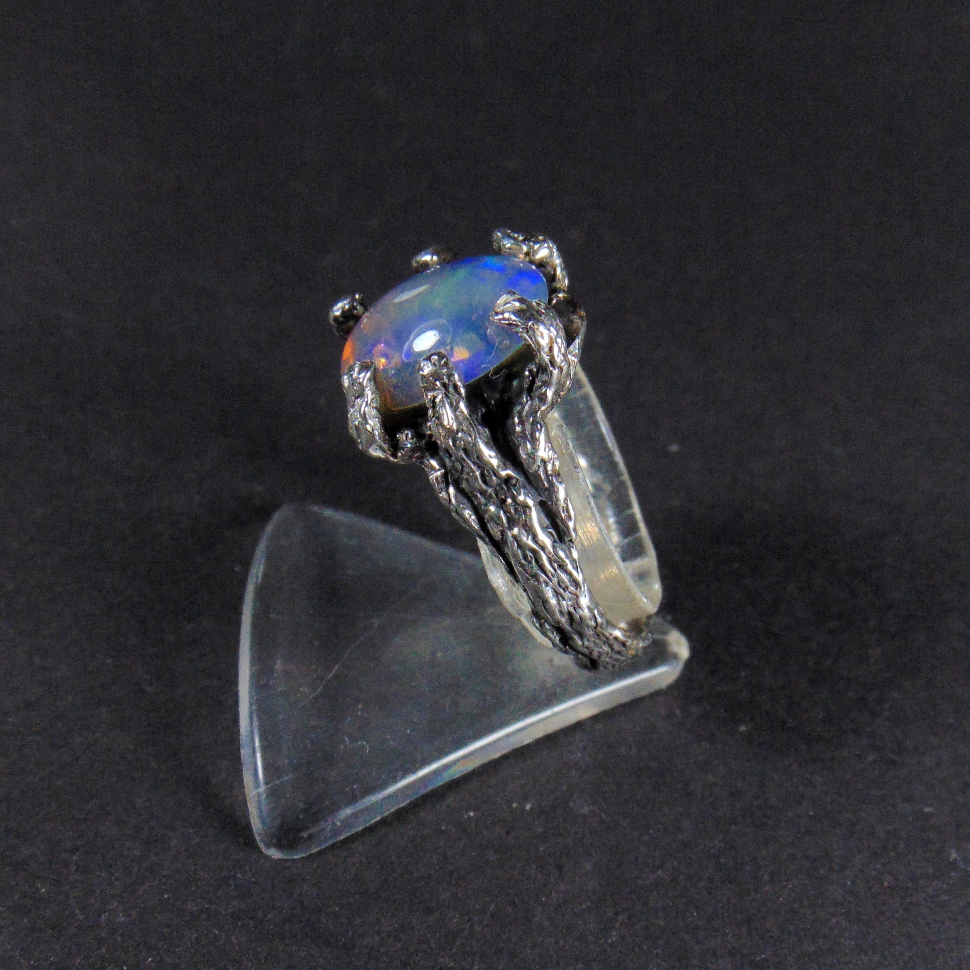 Pierścionek" Gałązki" z niebieskim opalem - EPIR Art Jewellery&Gemstone