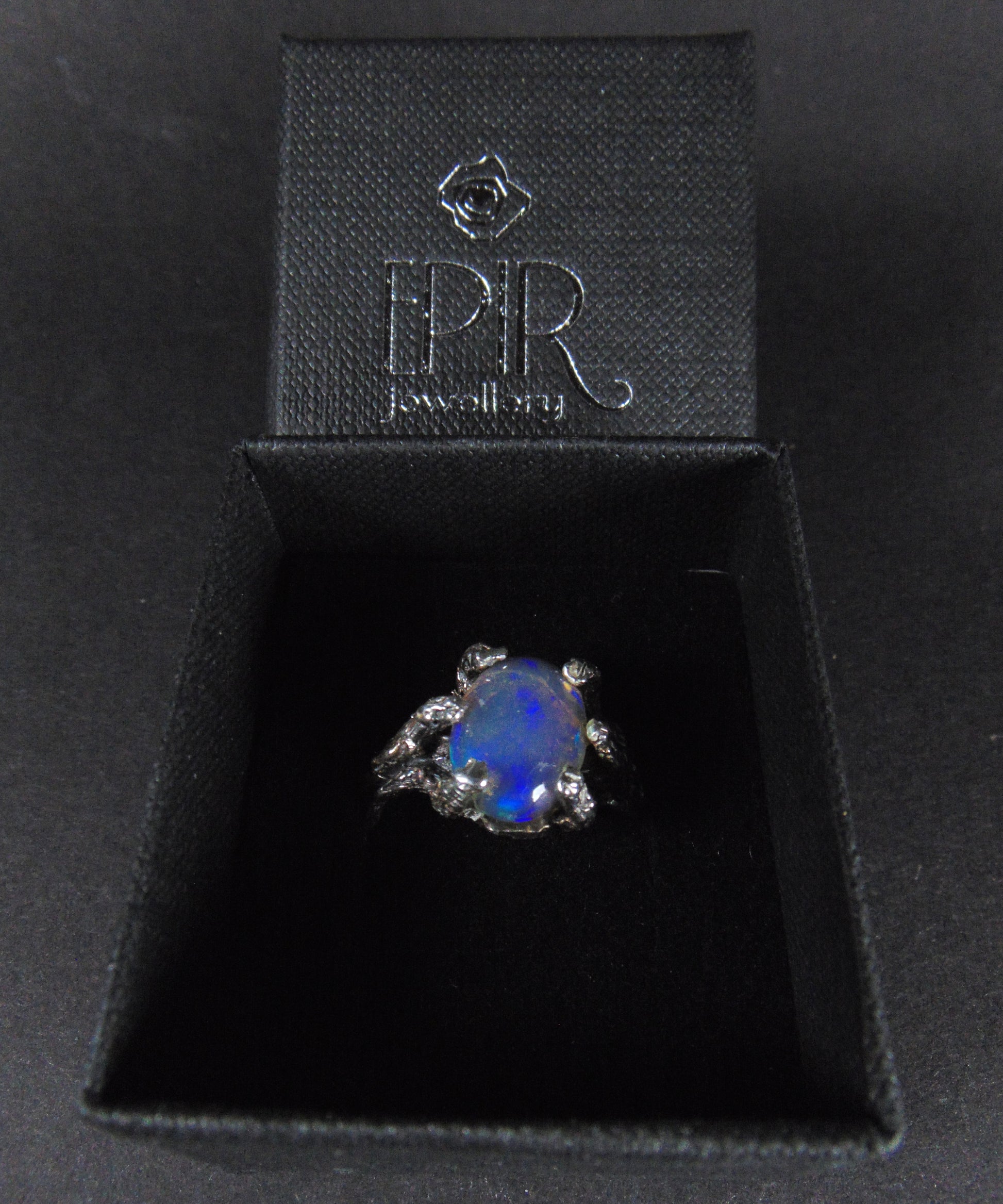 Pierścionek" Gałązki" z niebieskim opalem - EPIR Art Jewellery&Gemstone