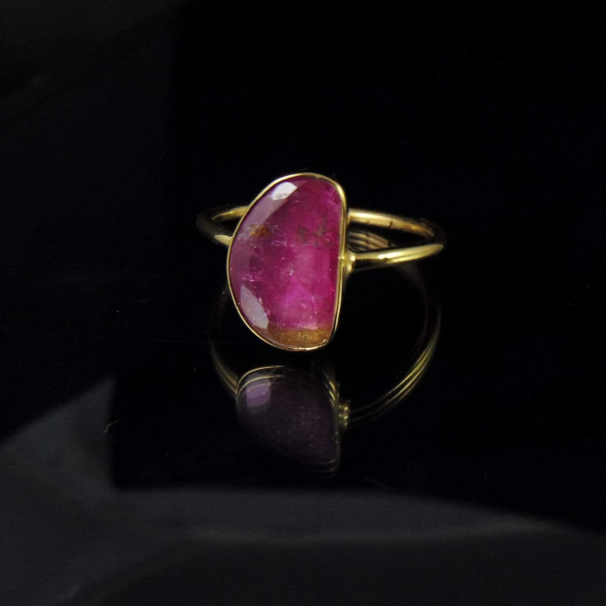 Pierścionek pozłacany z różowym turmalinem - EPIR Art Jewellery&Gemstone