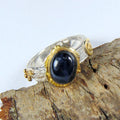 Pierścionek pozłacany z szafirem gwiaździstym - EPIR Art Jewellery&Gemstone