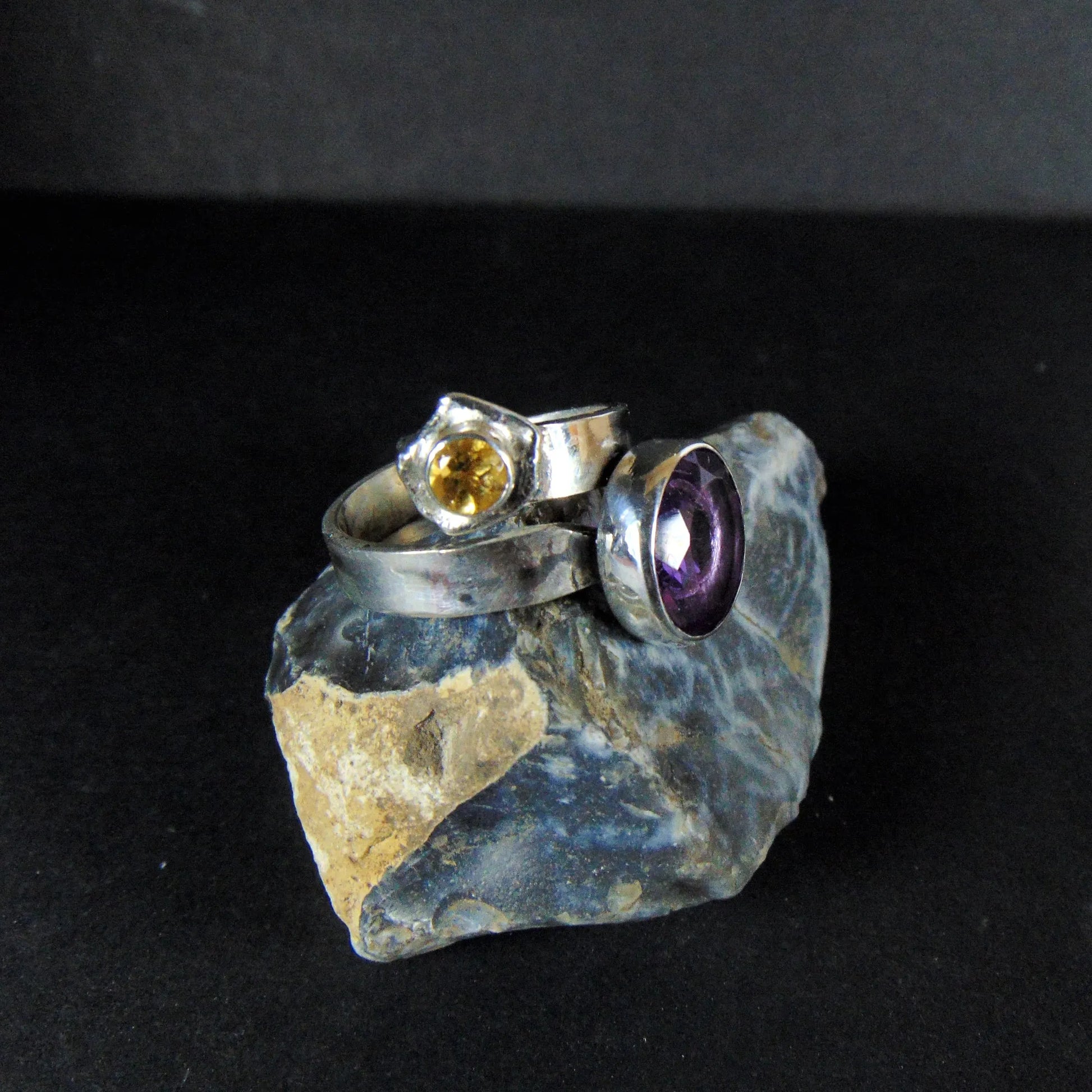Pierścionek regulowany z ametystem i cytrynem - EPIR Art Jewellery&Gemstone