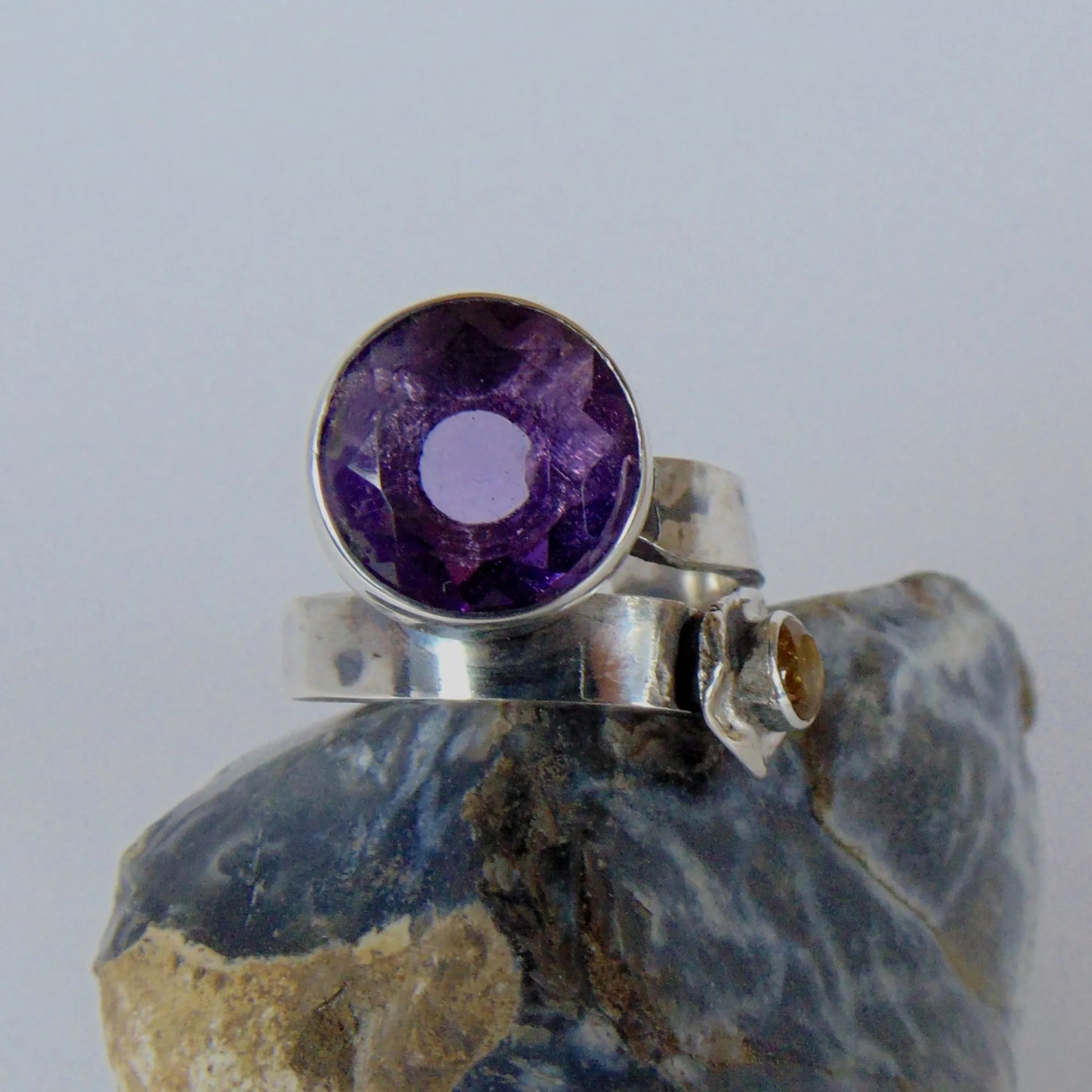 Pierścionek regulowany z ametystem i cytrynem - EPIR Art Jewellery&Gemstone