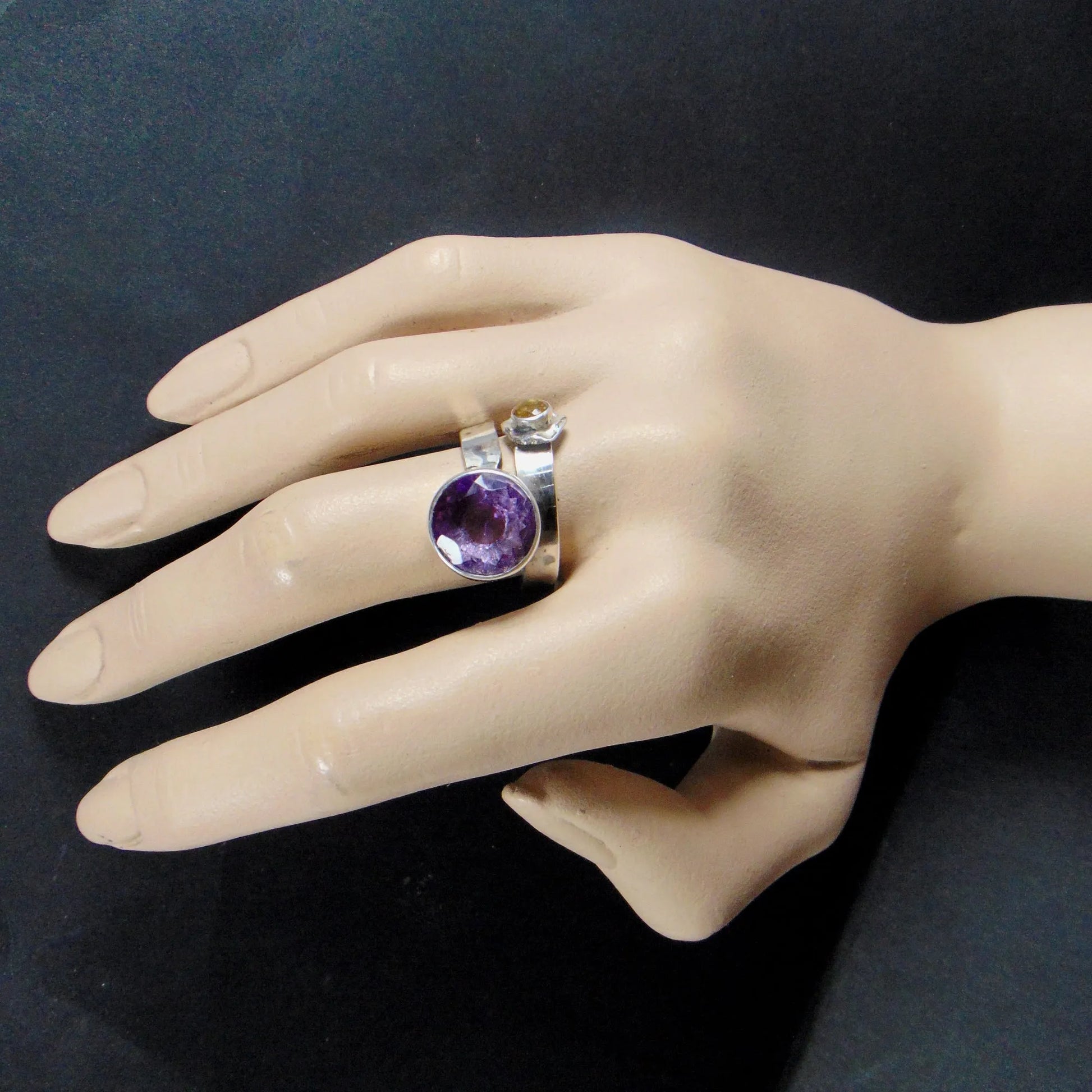 Pierścionek regulowany z ametystem i cytrynem - EPIR Art Jewellery&Gemstone