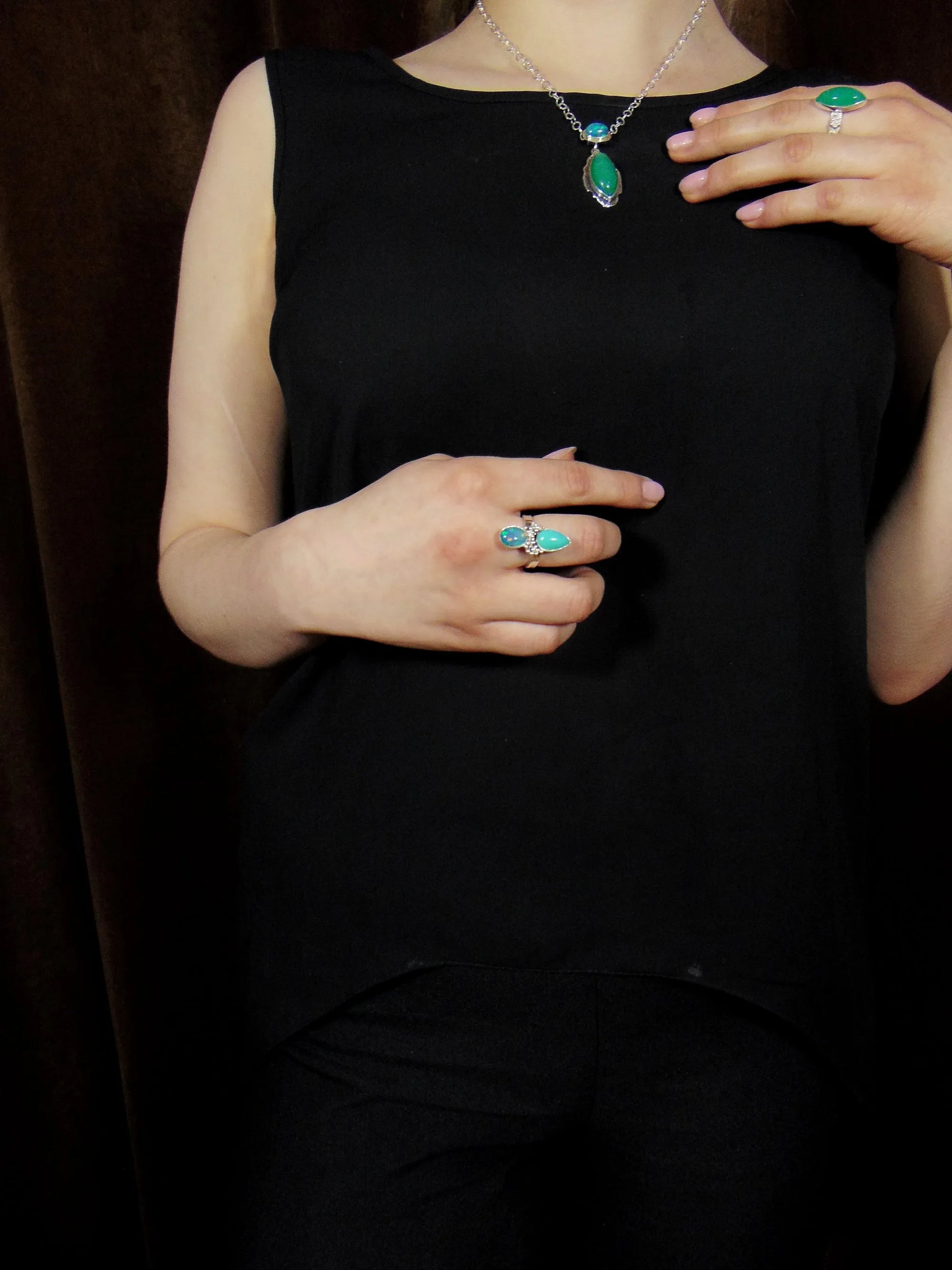 Pierścionek secesyjny z chryzoprazem - EPIR Art Jewellery&Gemstone