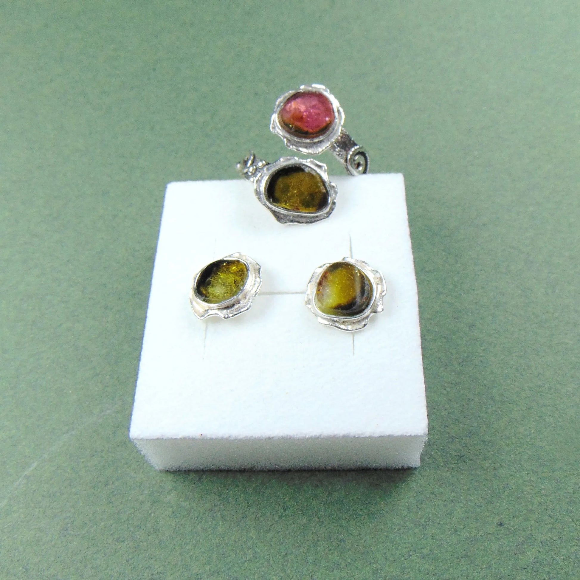 Pierścionek secesyjny z dwoma turmalinami - EPIR Art Jewellery&Gemstone