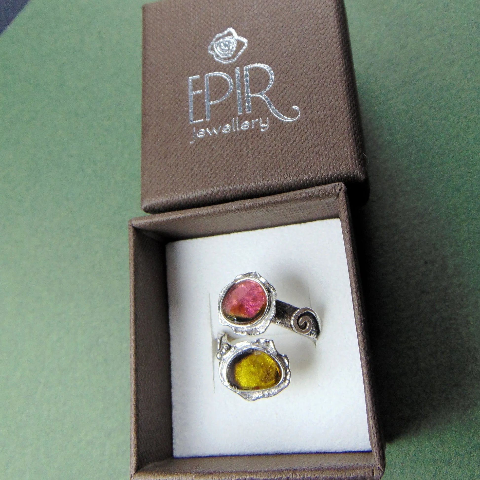 Pierścionek secesyjny z dwoma turmalinami - EPIR Art Jewellery&Gemstone