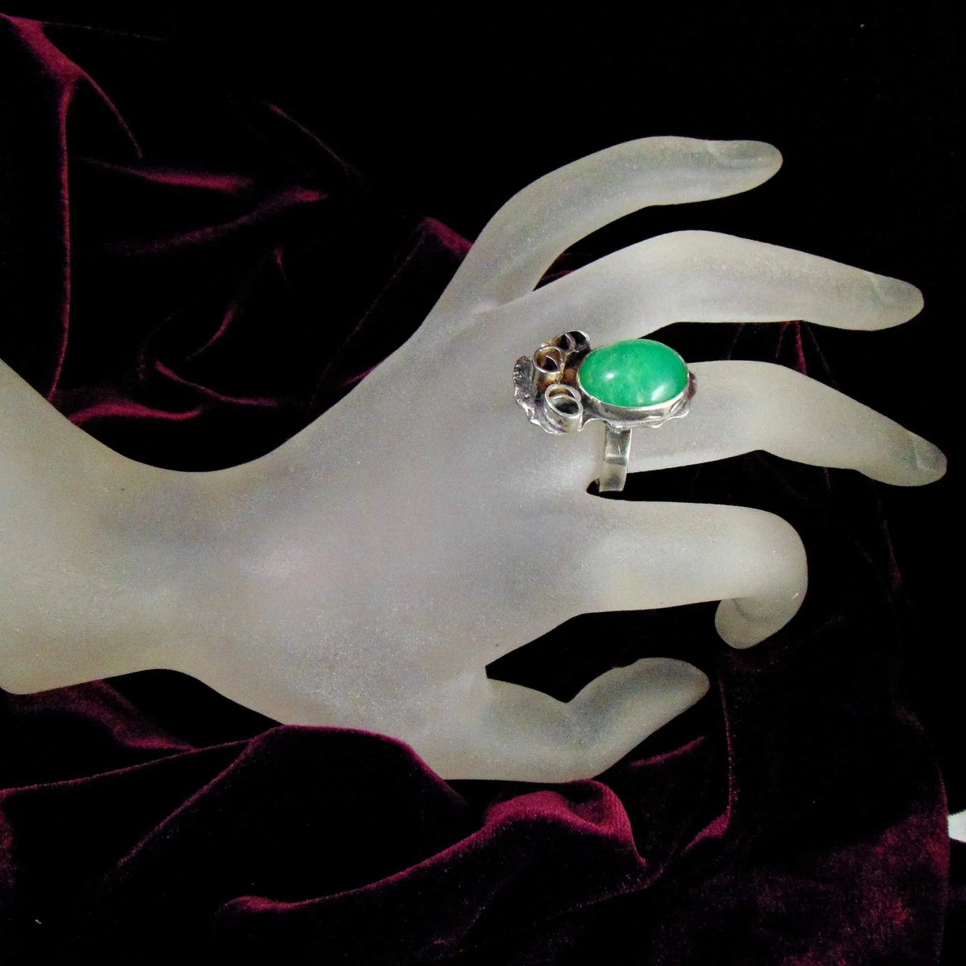 Pierścionek srebrny z chryzoprazem - EPIR Art Jewellery&Gemstone