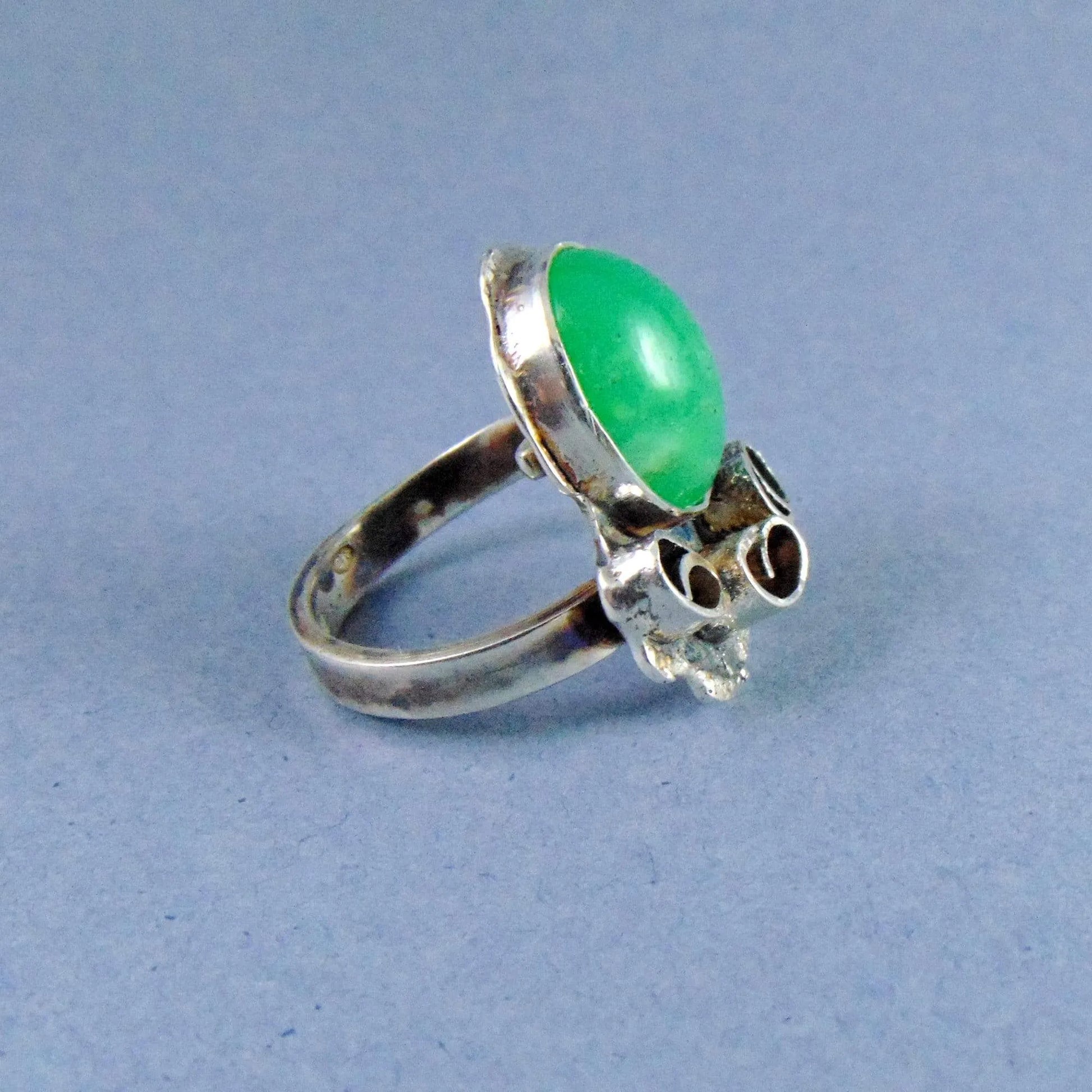 Pierścionek srebrny z chryzoprazem - EPIR Art Jewellery&Gemstone