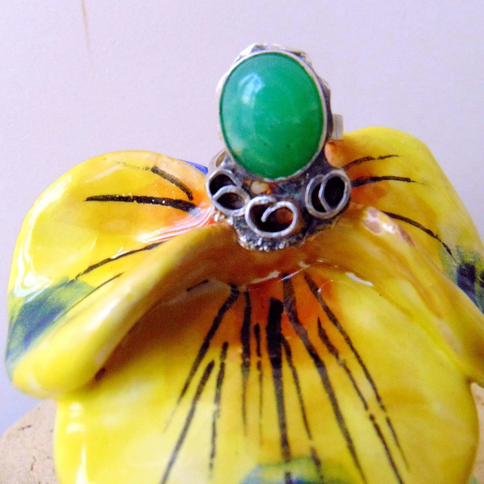 Pierścionek srebrny z chryzoprazem - EPIR Art Jewellery&Gemstone
