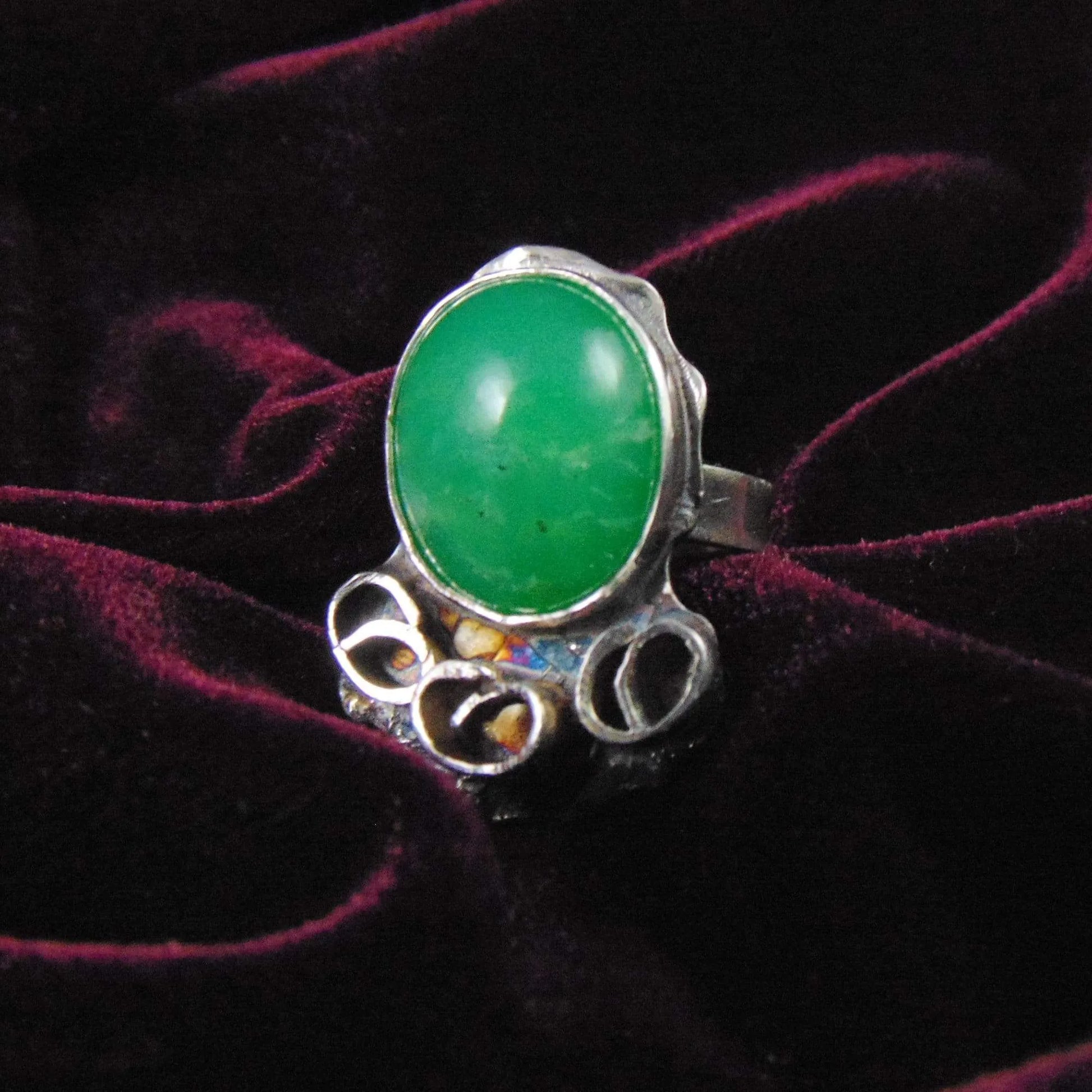Pierścionek srebrny z chryzoprazem - EPIR Art Jewellery&Gemstone