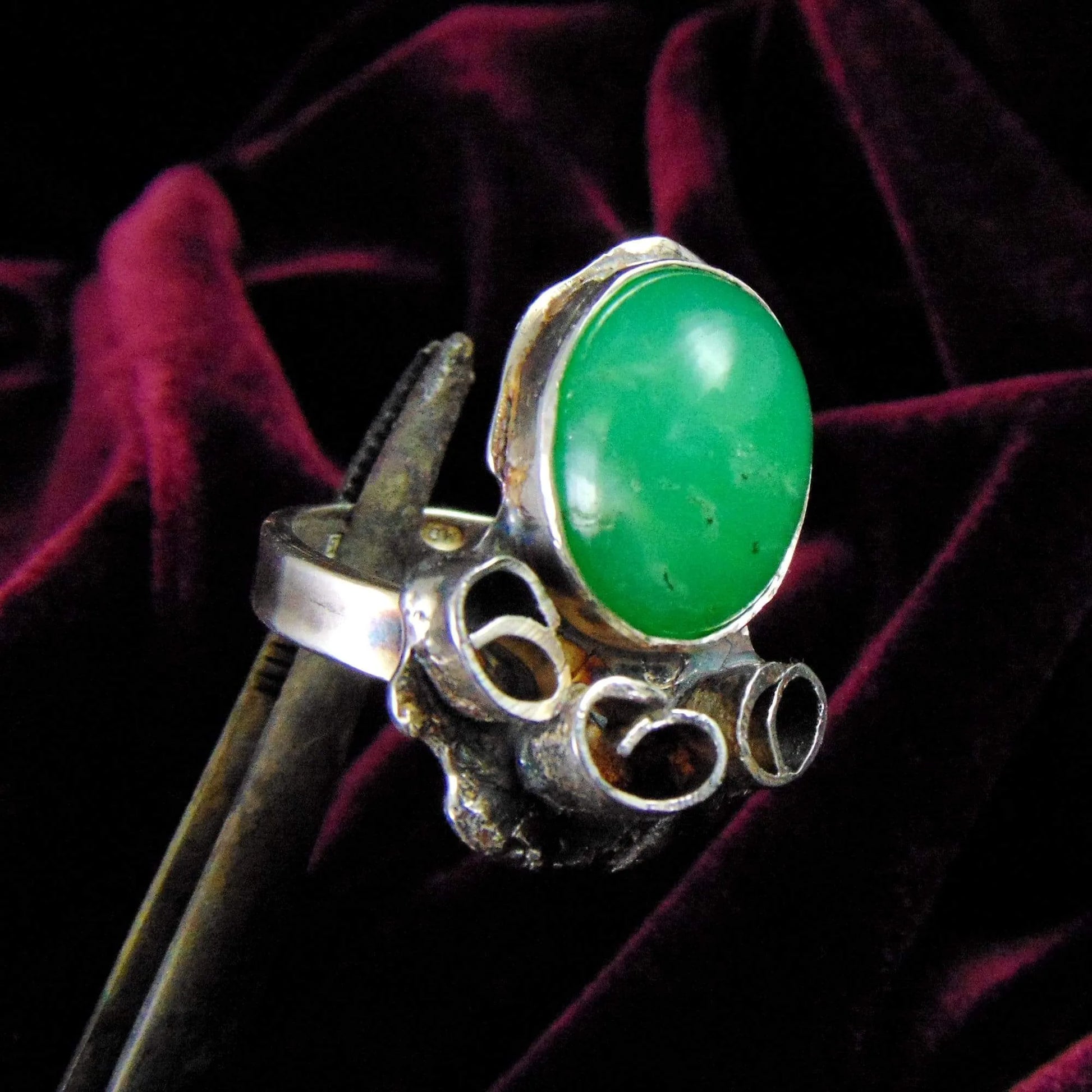 Pierścionek srebrny z chryzoprazem - EPIR Art Jewellery&Gemstone