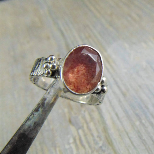 Pierścionek srebrny z kwarcem truskawkowym - EPIR Art Jewellery&Gemstone