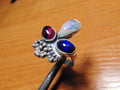Pierścionek Srebrny z Opalami Etiopskimi i Turmalinem, Regulowany Pierścień Art Deco - EPIR Art Jewellery&Gemstone