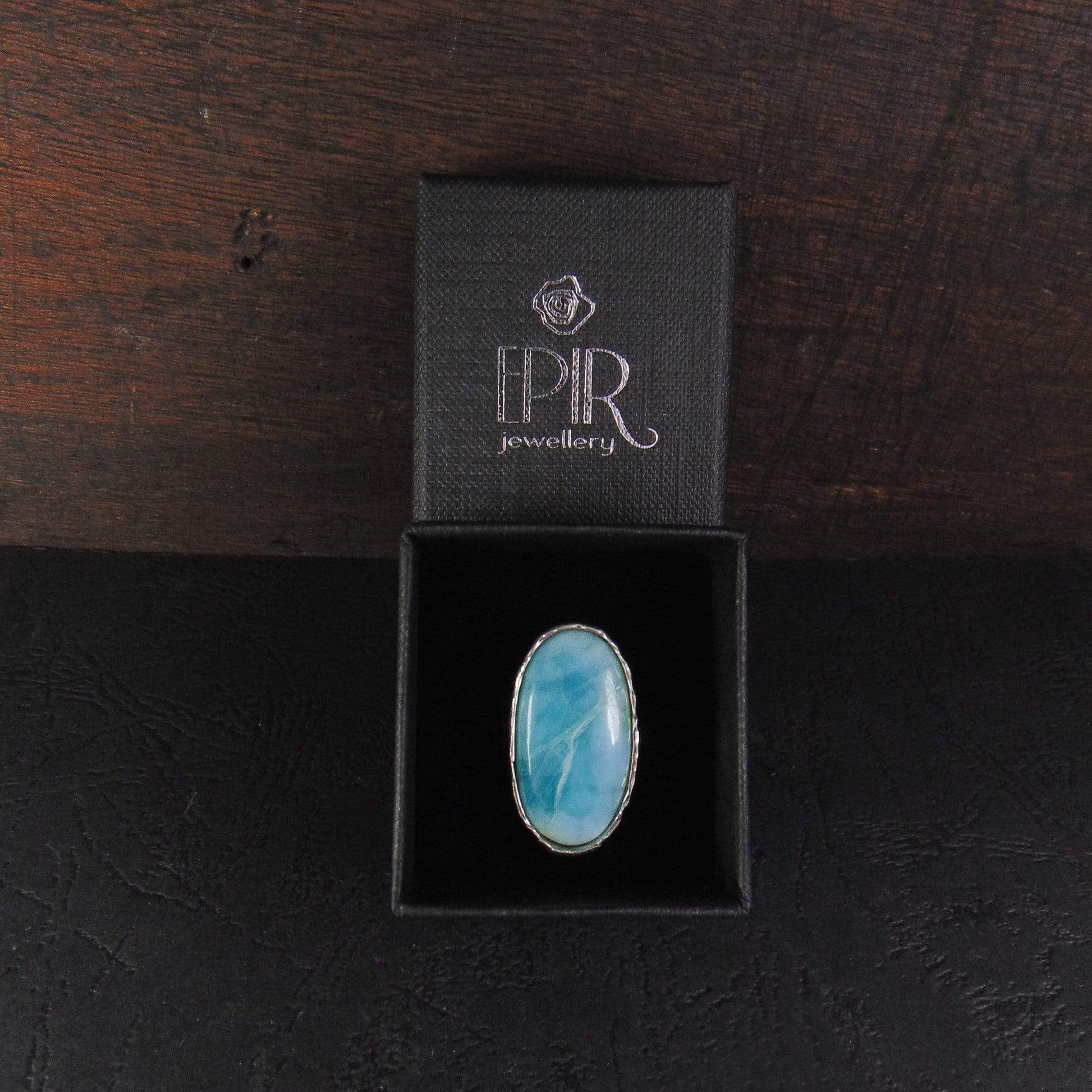 Pierścionek z dużym larimarem z Dominikany EPIR Art Jewellery&Gemstone