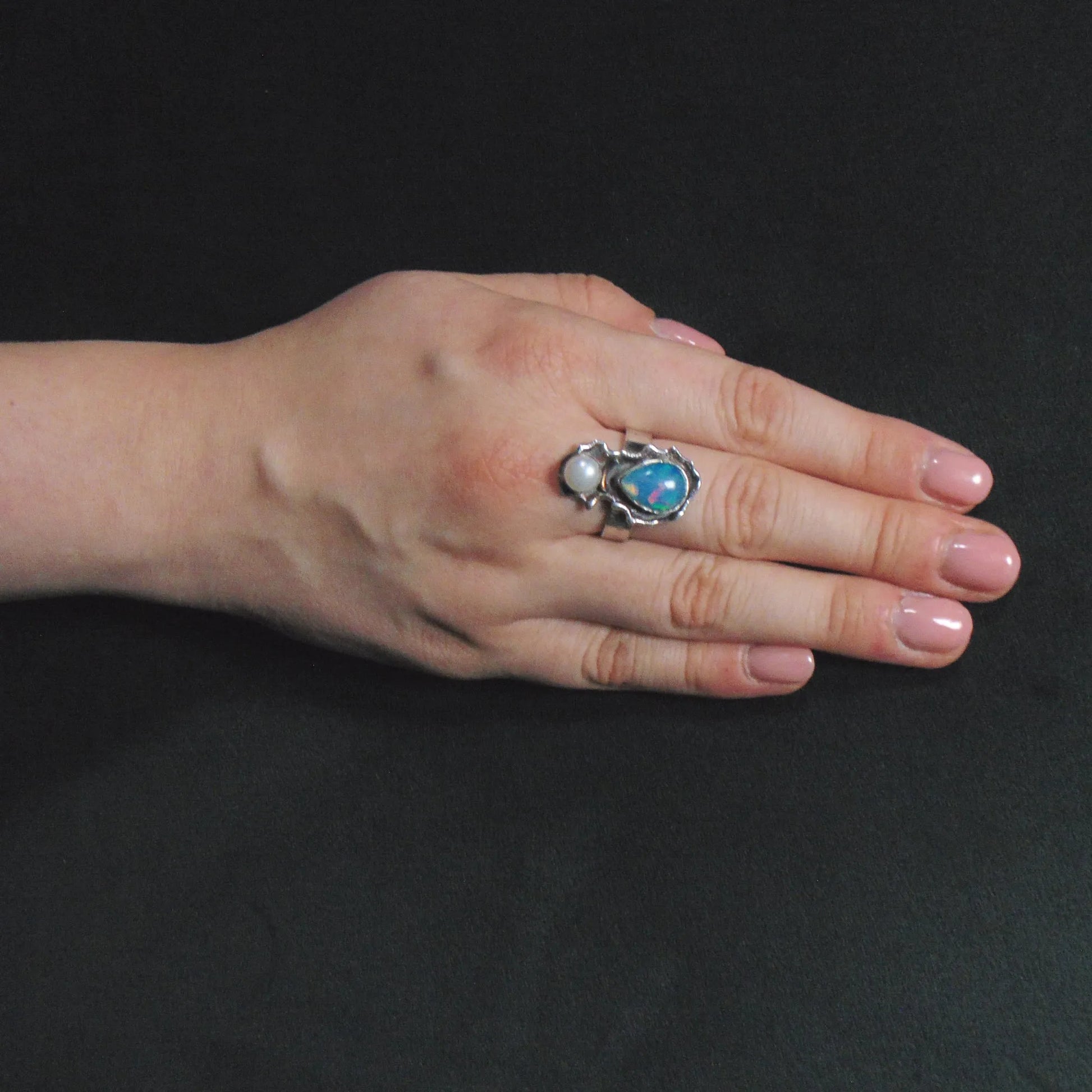 Pierścionek z perłą i opalem - EPIR Art Jewellery&Gemstone