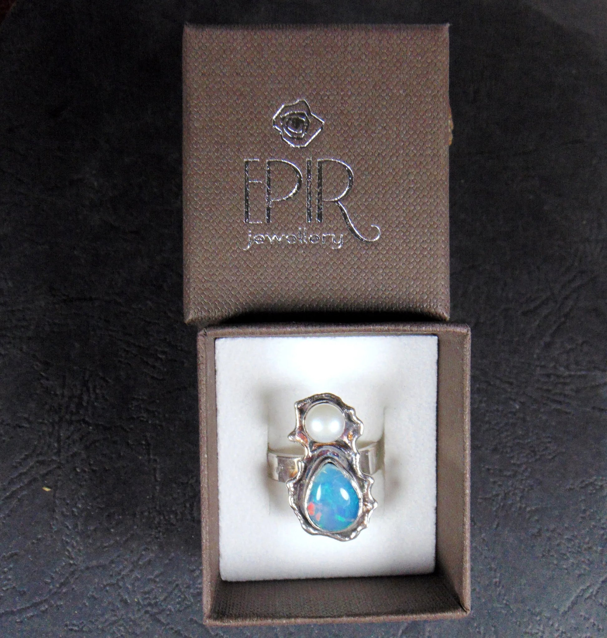 Pierścionek z perłą i opalem - EPIR Art Jewellery&Gemstone