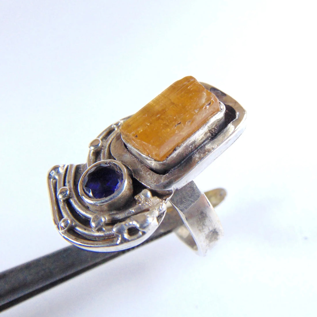 Pierścionek z topazem imperial i iolitem - EPIR Art Jewellery&Gemstone