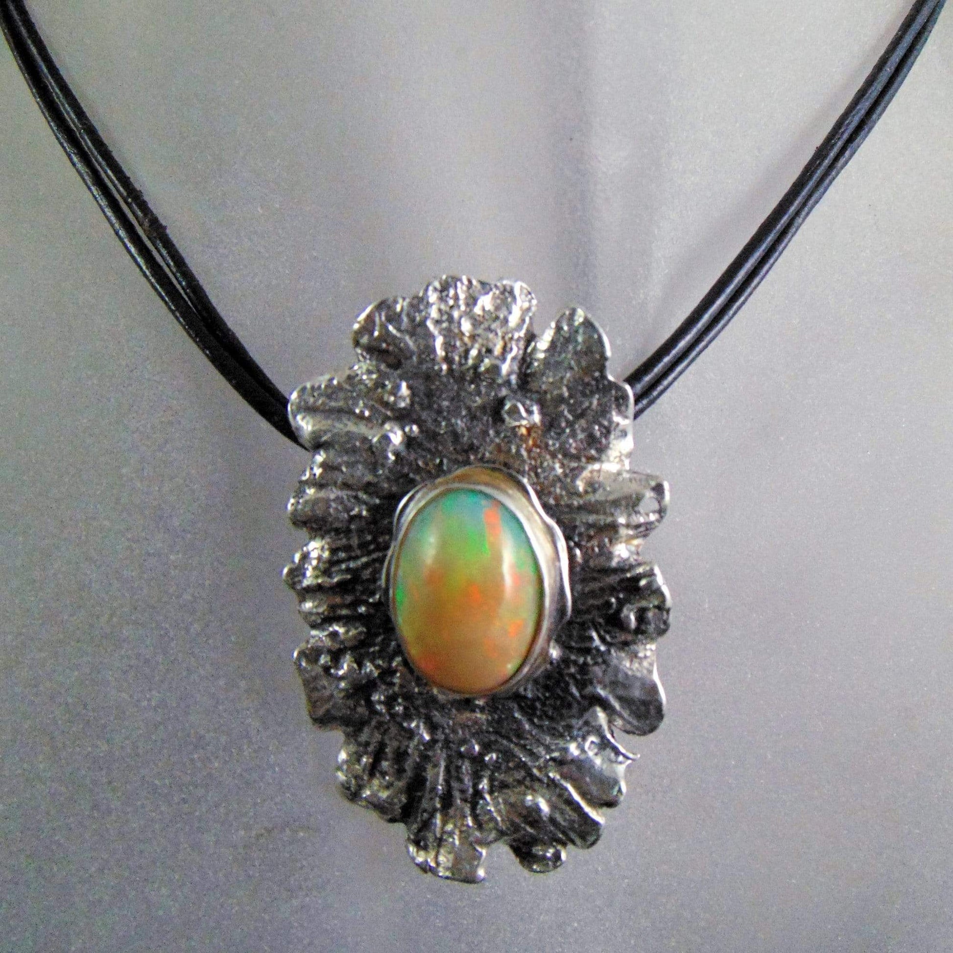 Pomarańczowy Opal - wisior EPIR Art Silver Jewellery wisior