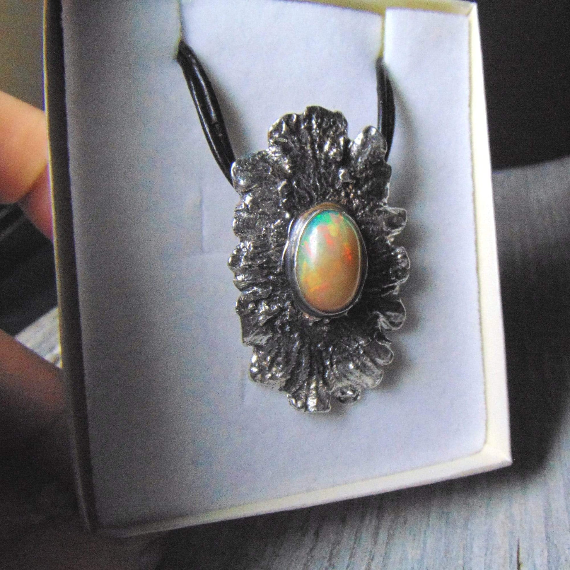 Pomarańczowy Opal - wisior EPIR Art Silver Jewellery wisior