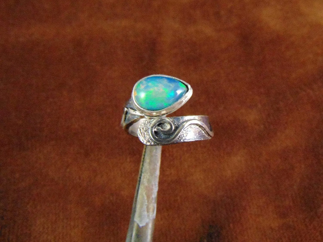 Silver Ring with Ethiopian Opal, Stacking Ring, Blue Ethiopian Opal, Solid Ethiopian Opal Ring, 925 Sterling Silver, Unique Ring,Art Jewelry - EPIR Art Jewellery&Gemstone