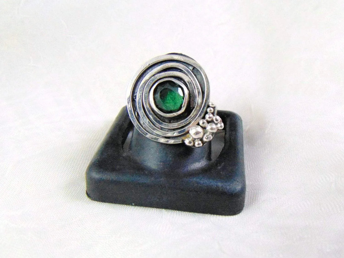 Silver Ring with Green Tourmaline, Spring Ring with Tourmaline, Tourmaline Ring, Natural Green Stone, Uniqe, Art Jewelry, Green Gemstone, - EPIR Art Jewellery&Gemstone