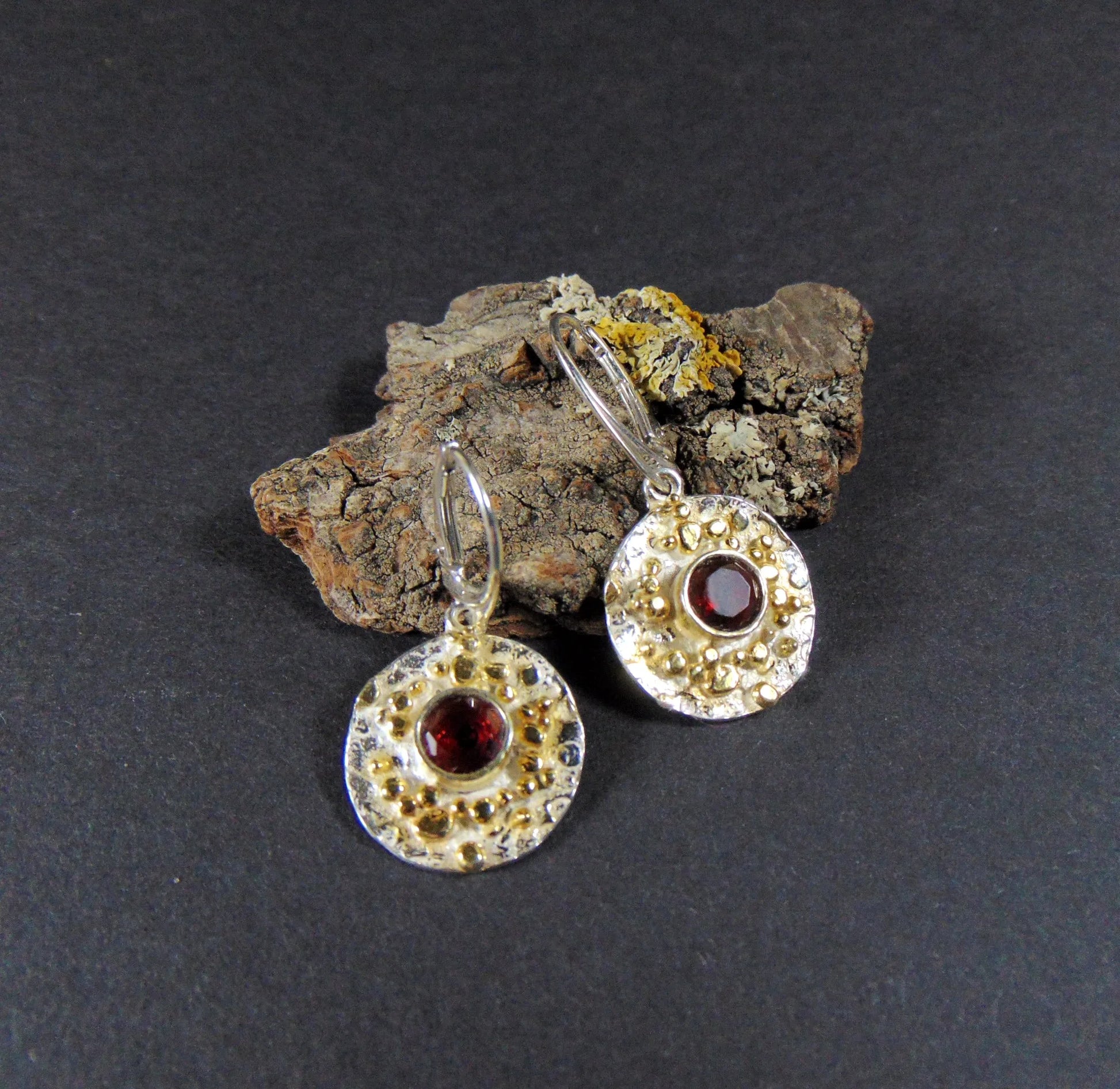 Srebrne kolczyki z granatami - EPIR Art Jewellery&Gemstone