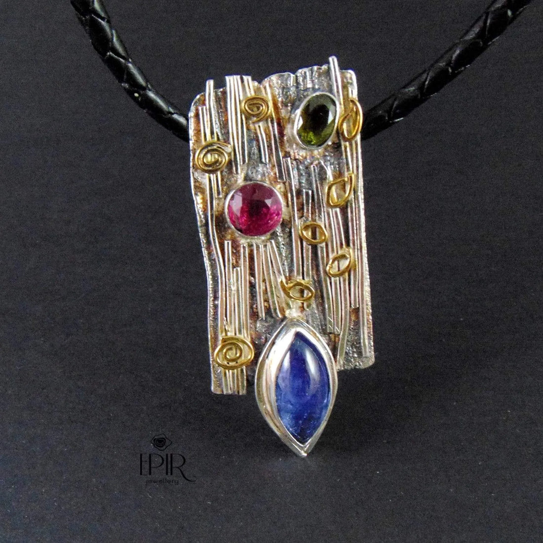 Srebrny wisior Bambusowy Gaj z tanzanitem i turmalinami - EPIR Art Jewellery&Gemstone