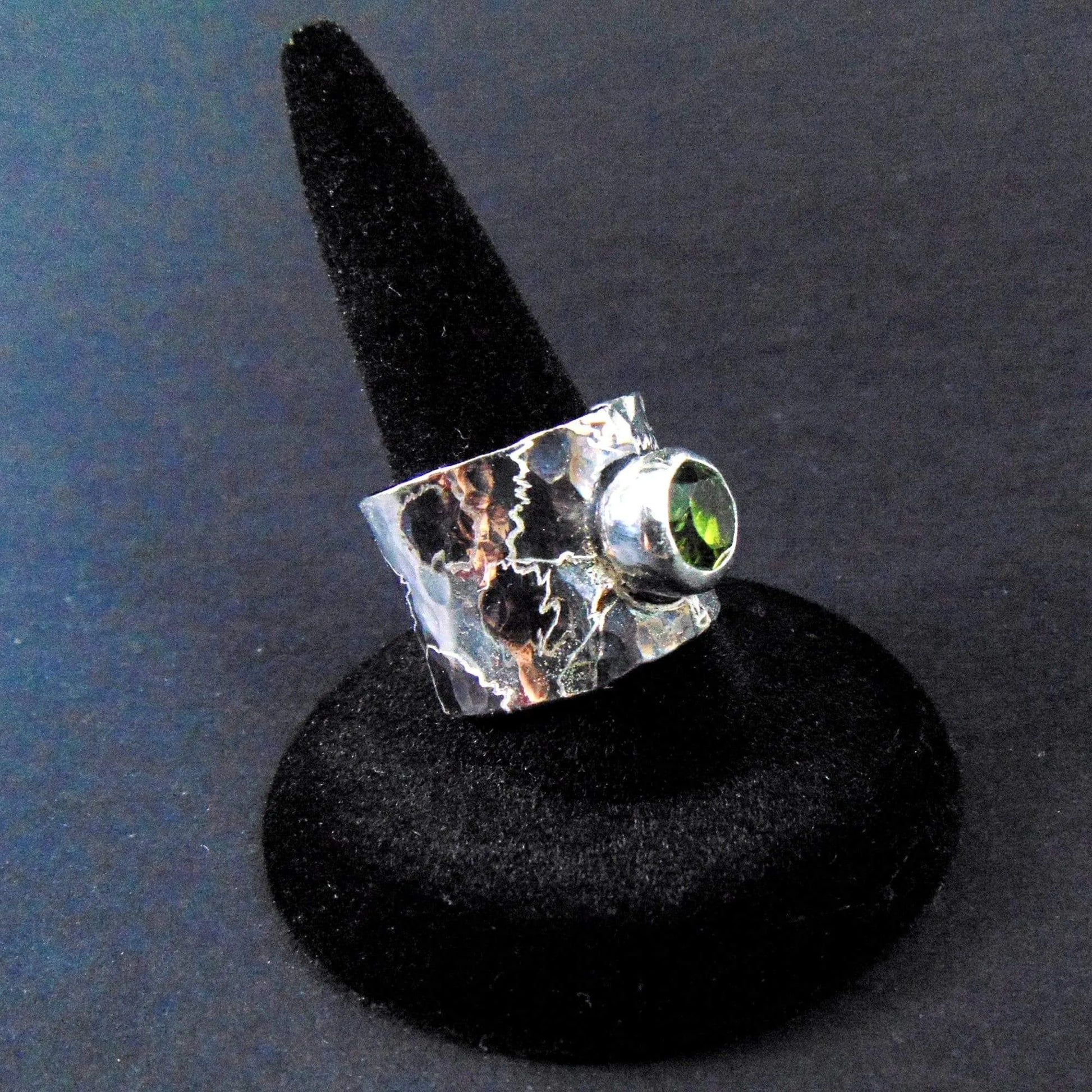 Szeroka Obrączka Srebrna z Fasetowanym Turmalinem - EPIR Art Jewellery&Gemstone