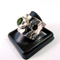 Szeroka Obrączka Srebrna z Fasetowanym Turmalinem - EPIR Art Jewellery&Gemstone