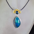 Wisior aztecki Słońce z Chryzokolą i Kyanitem - EPIR Art Jewellery&Gemstone