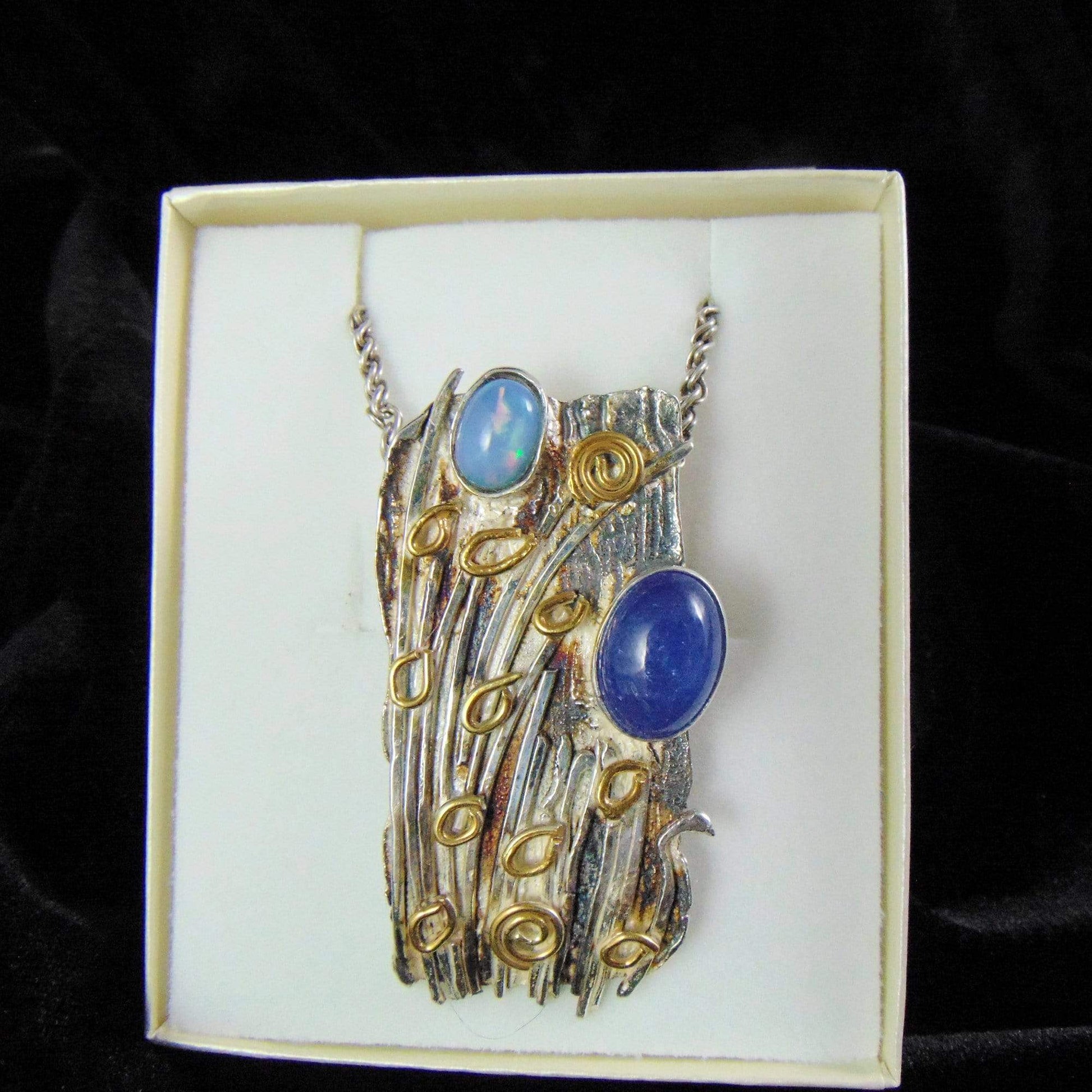 Wisior " Bambusowu gaj" Tanzanit i opal - EPIR Art Jewellery&Gemstone