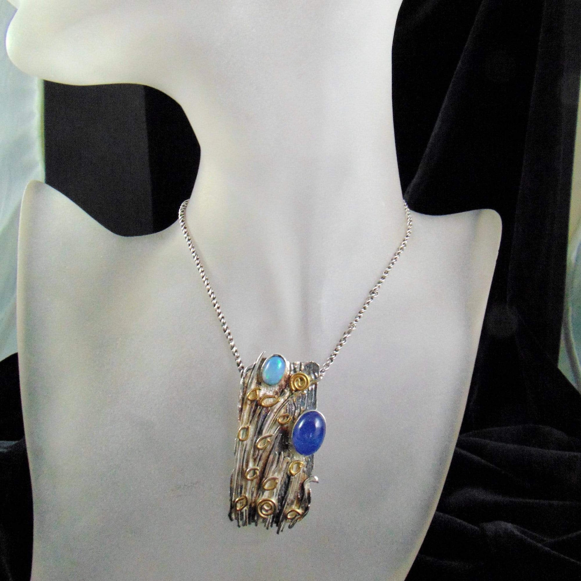 Wisior " Bambusowu gaj" Tanzanit i opal - EPIR Art Jewellery&Gemstone