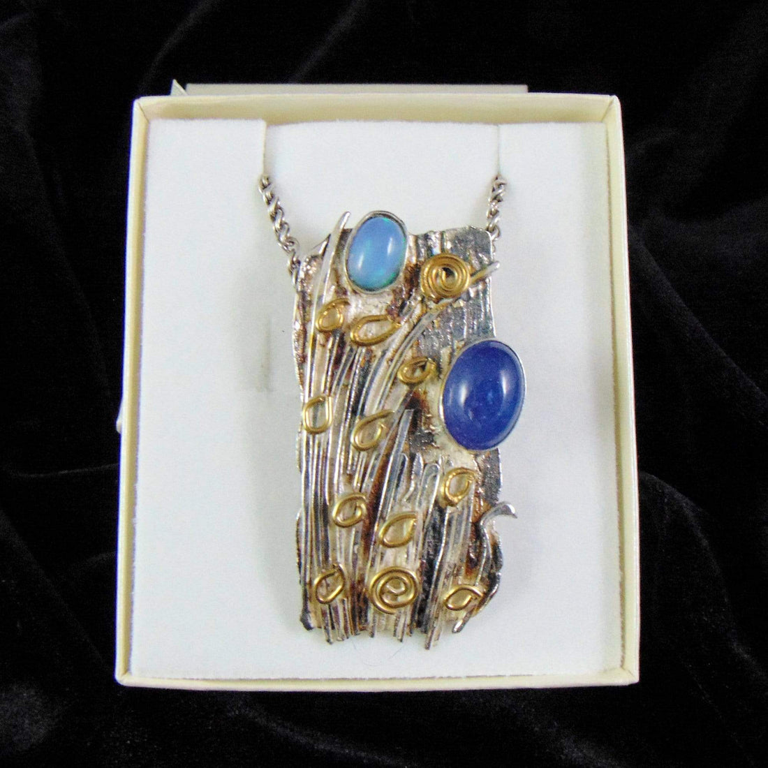 Wisior " Bambusowu gaj" Tanzanit i opal EPIR Art Silver Jewellery bransoletka