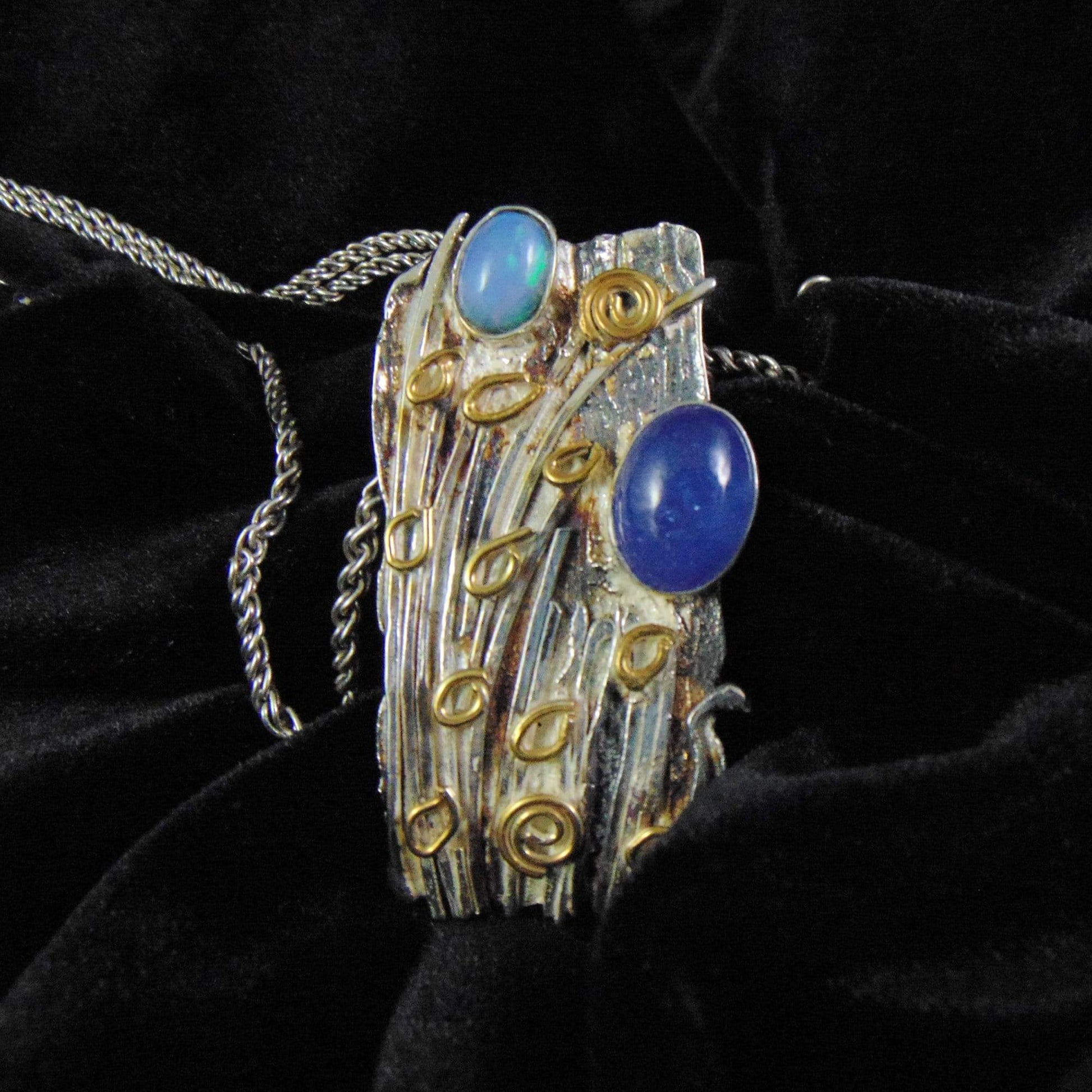 Wisior " Bambusowu gaj" Tanzanit i opal EPIR Art Silver Jewellery bransoletka