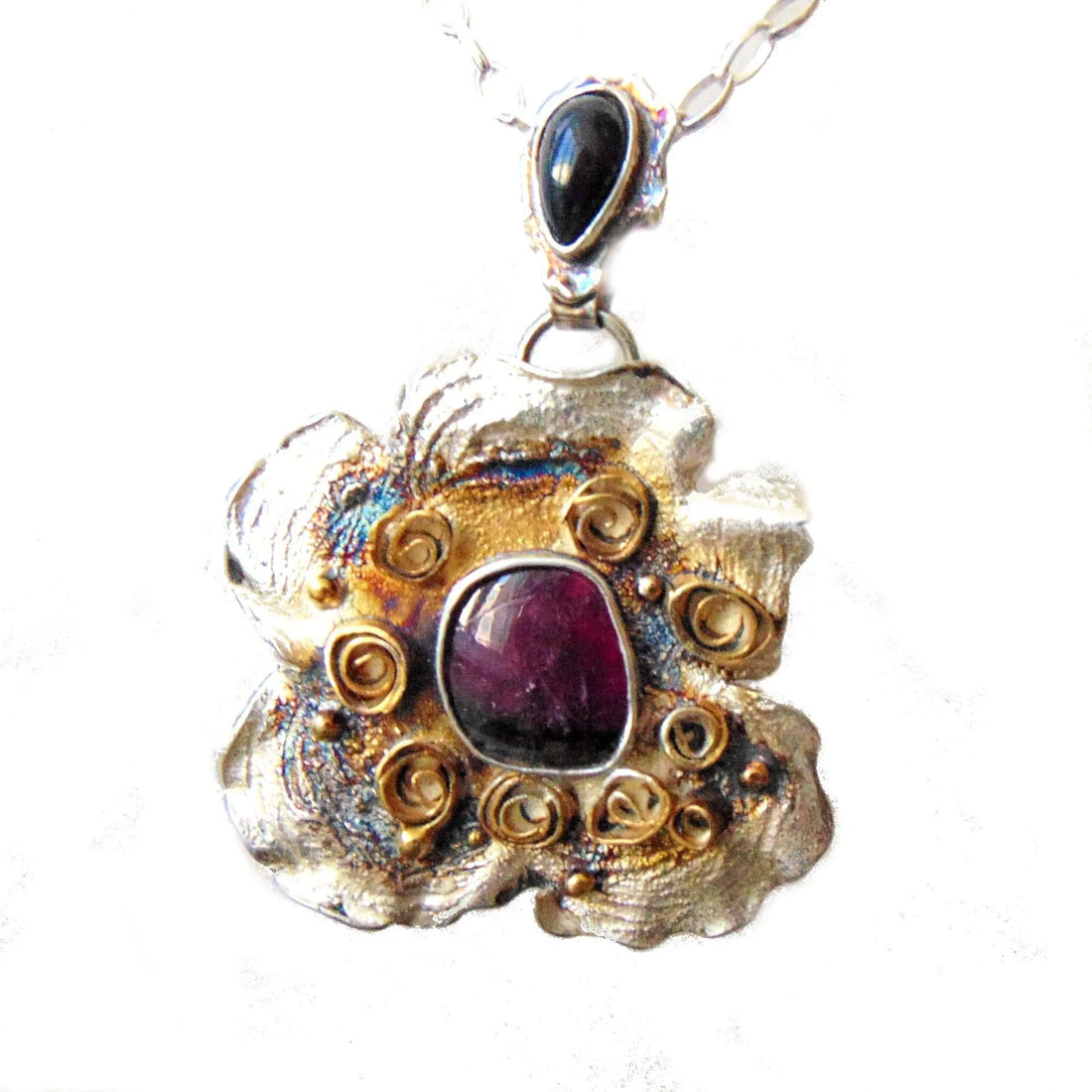 Wisior Kwiat z Turmalinem Arbuzowym - EPIR Art Jewellery&Gemstone