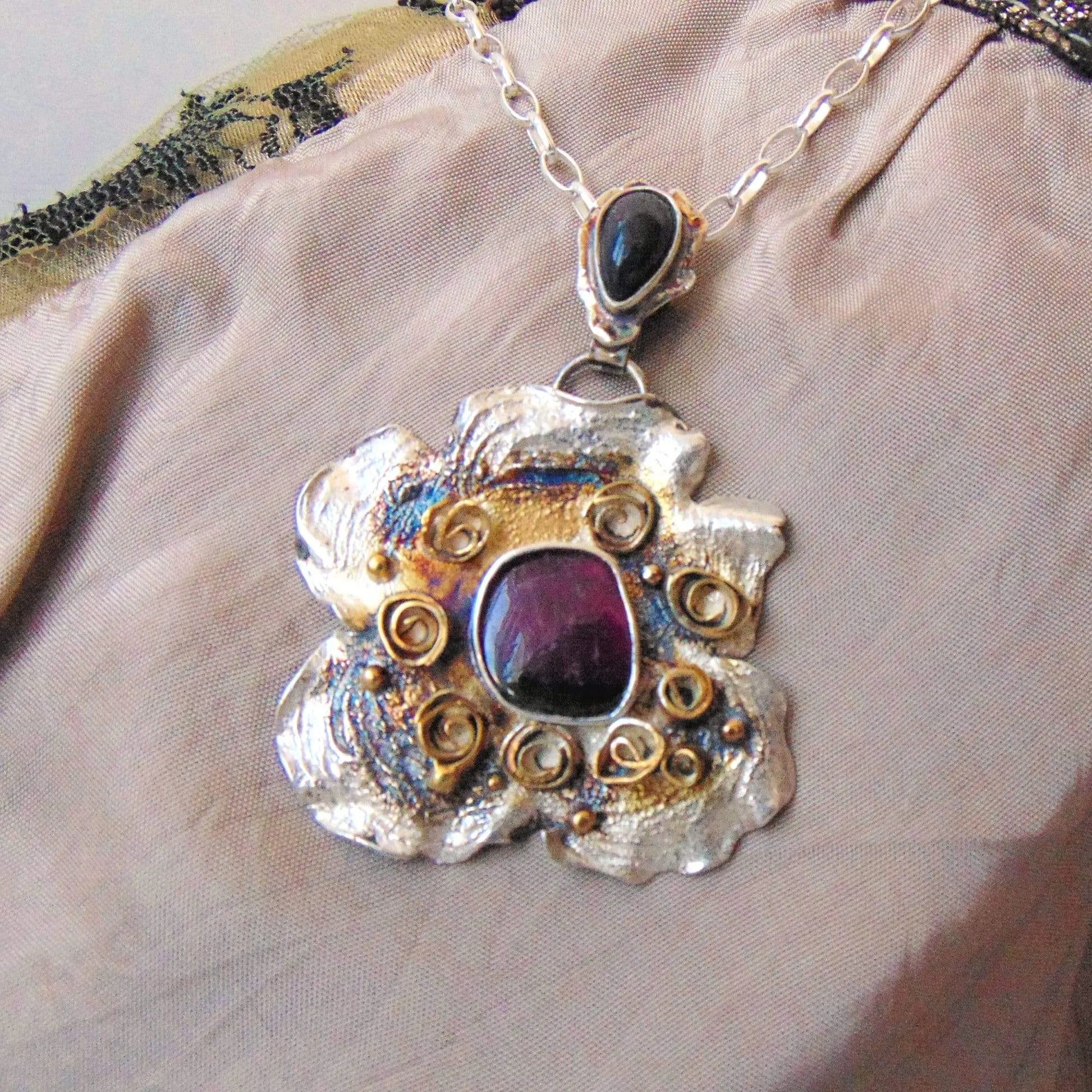 Wisior Kwiat z Turmalinem Arbuzowym - EPIR Art Jewellery&Gemstone