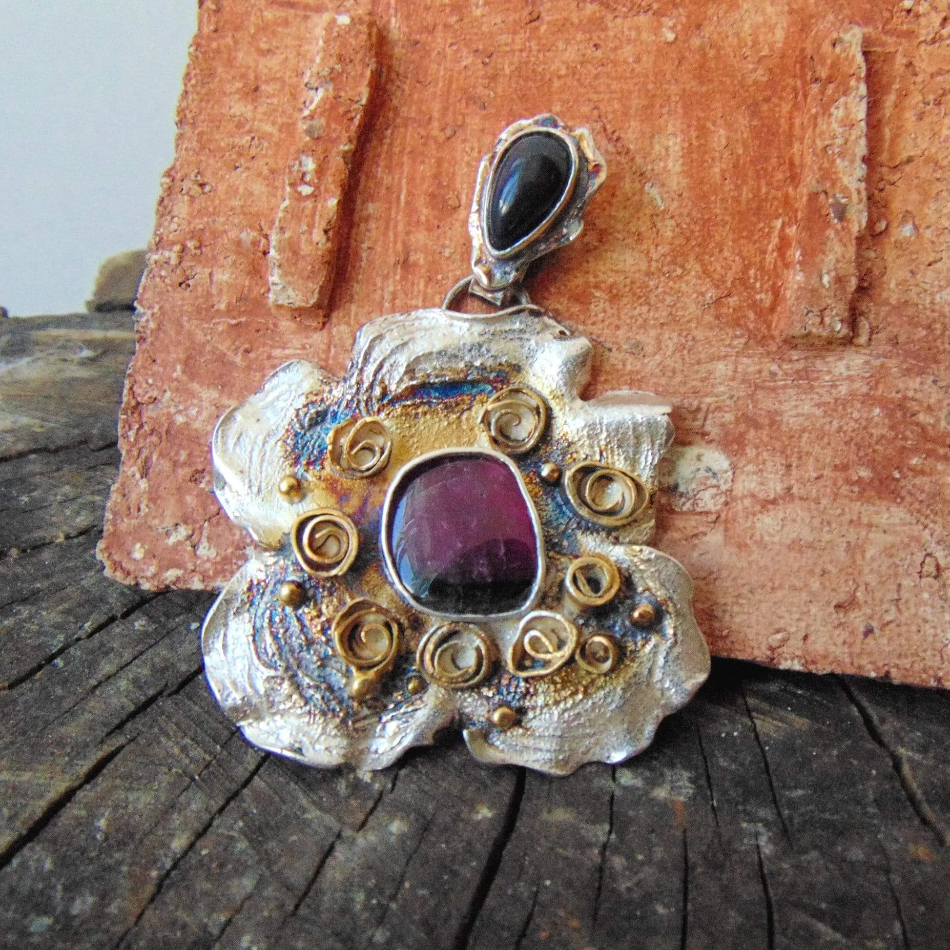 Wisior Kwiat z Turmalinem Arbuzowym - EPIR Art Jewellery&Gemstone