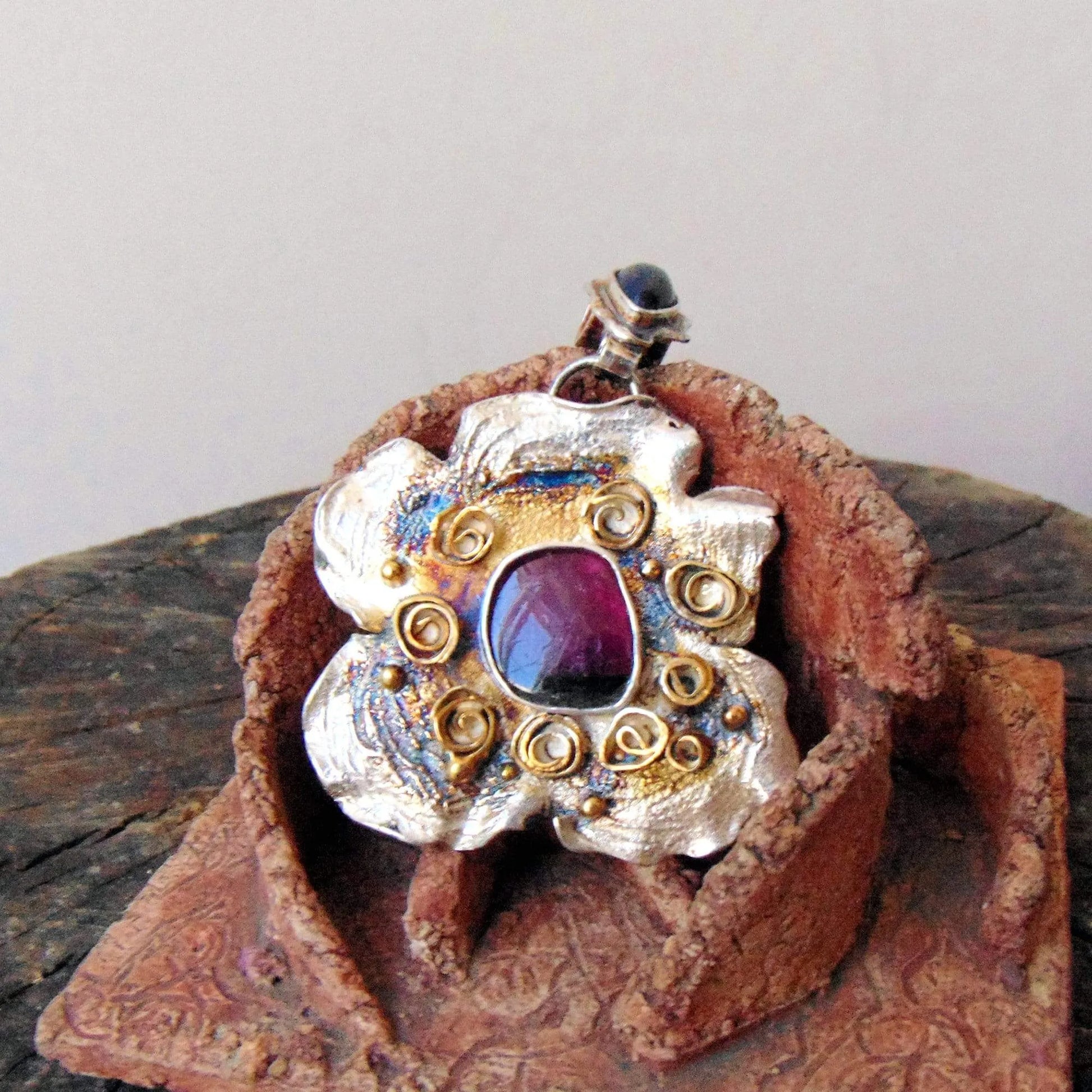 Wisior Kwiat z Turmalinem Arbuzowym - EPIR Art Jewellery&Gemstone