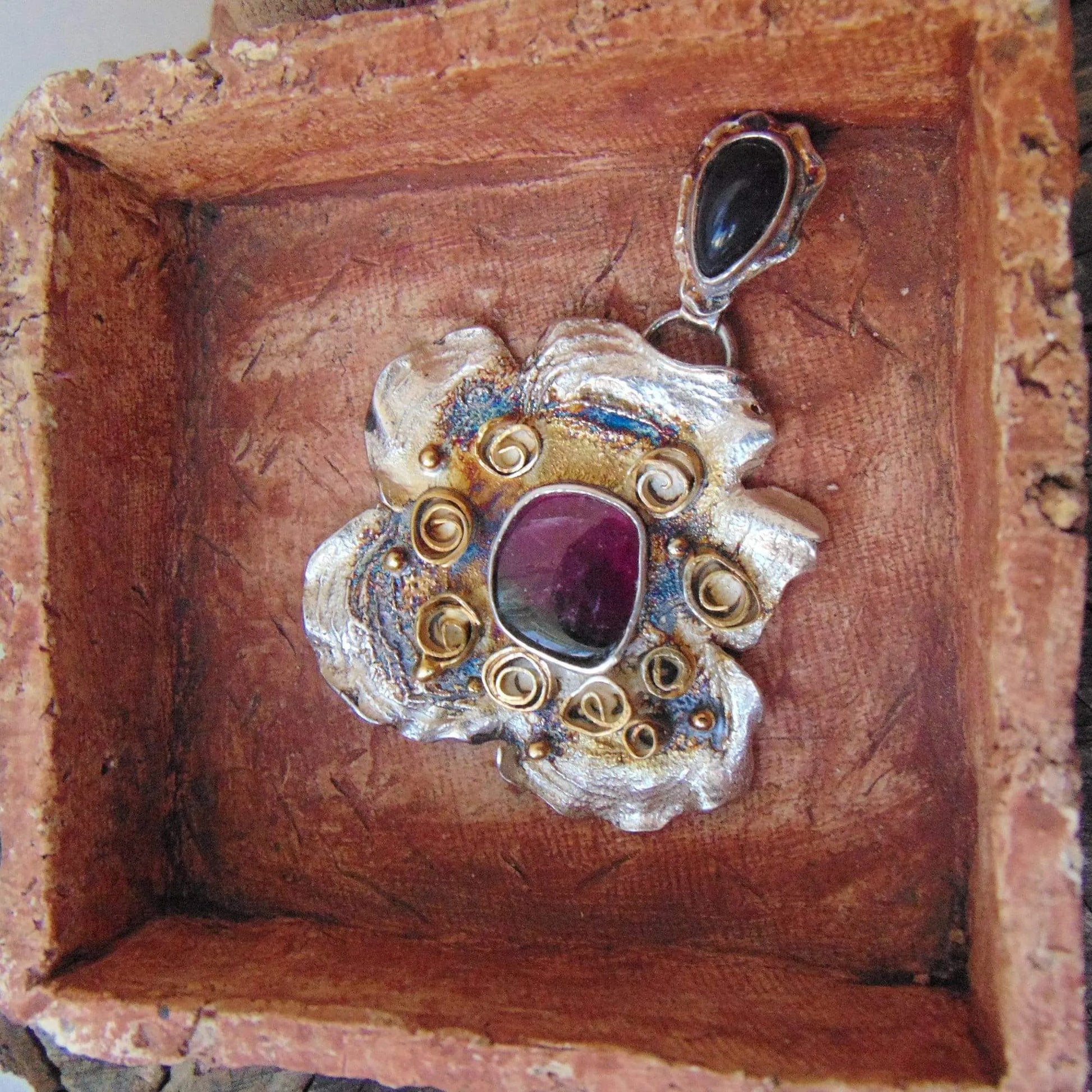 Wisior Kwiat z Turmalinem Arbuzowym - EPIR Art Jewellery&Gemstone