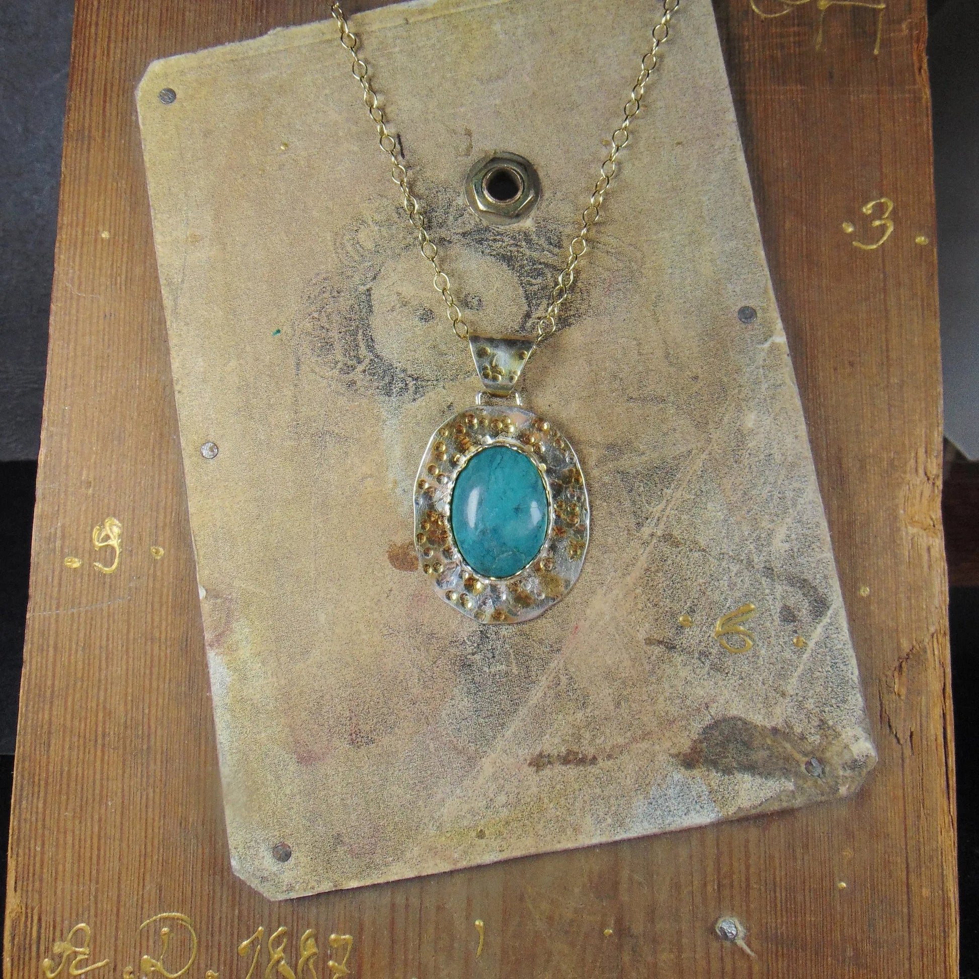 Wisior pozłacany z turkusem - EPIR Art Jewellery&Gemstone
