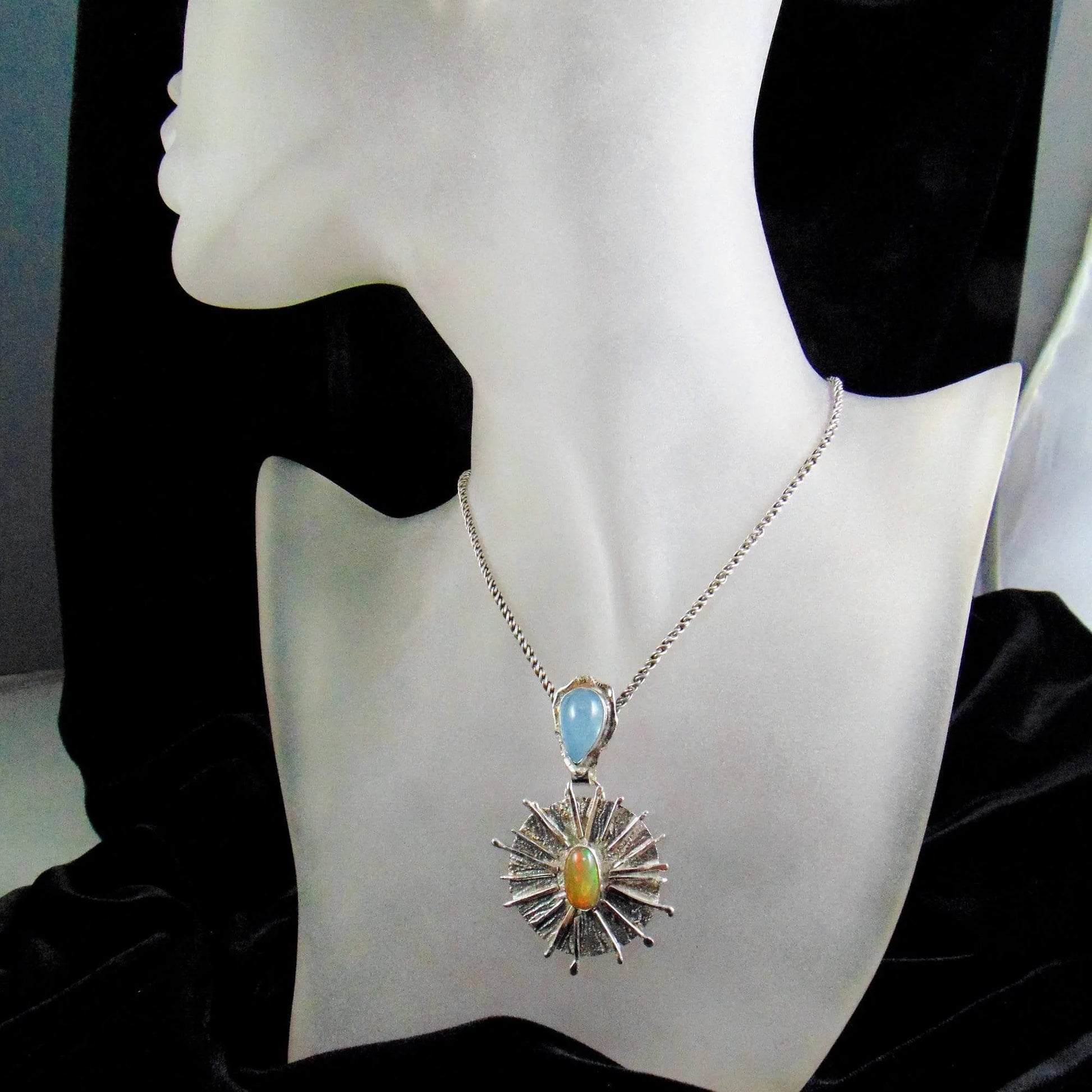Wisior solarny z opalem i akwamarynem - EPIR Art Jewellery&Gemstone