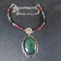 Wisior z dużym labradorytem i turmalinami - EPIR Art Jewellery&Gemstone