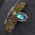 Wisior z dużym labradorytem i turmalinami - EPIR Art Jewellery&Gemstone