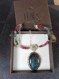 Wisior z dużym labradorytem i turmalinami - EPIR Art Jewellery&Gemstone