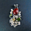 Wisior z granatem- Kwiaty Jesieni - EPIR Art Jewellery&Gemstone