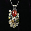 Wisior z granatem- Kwiaty Jesieni - EPIR Art Jewellery&Gemstone