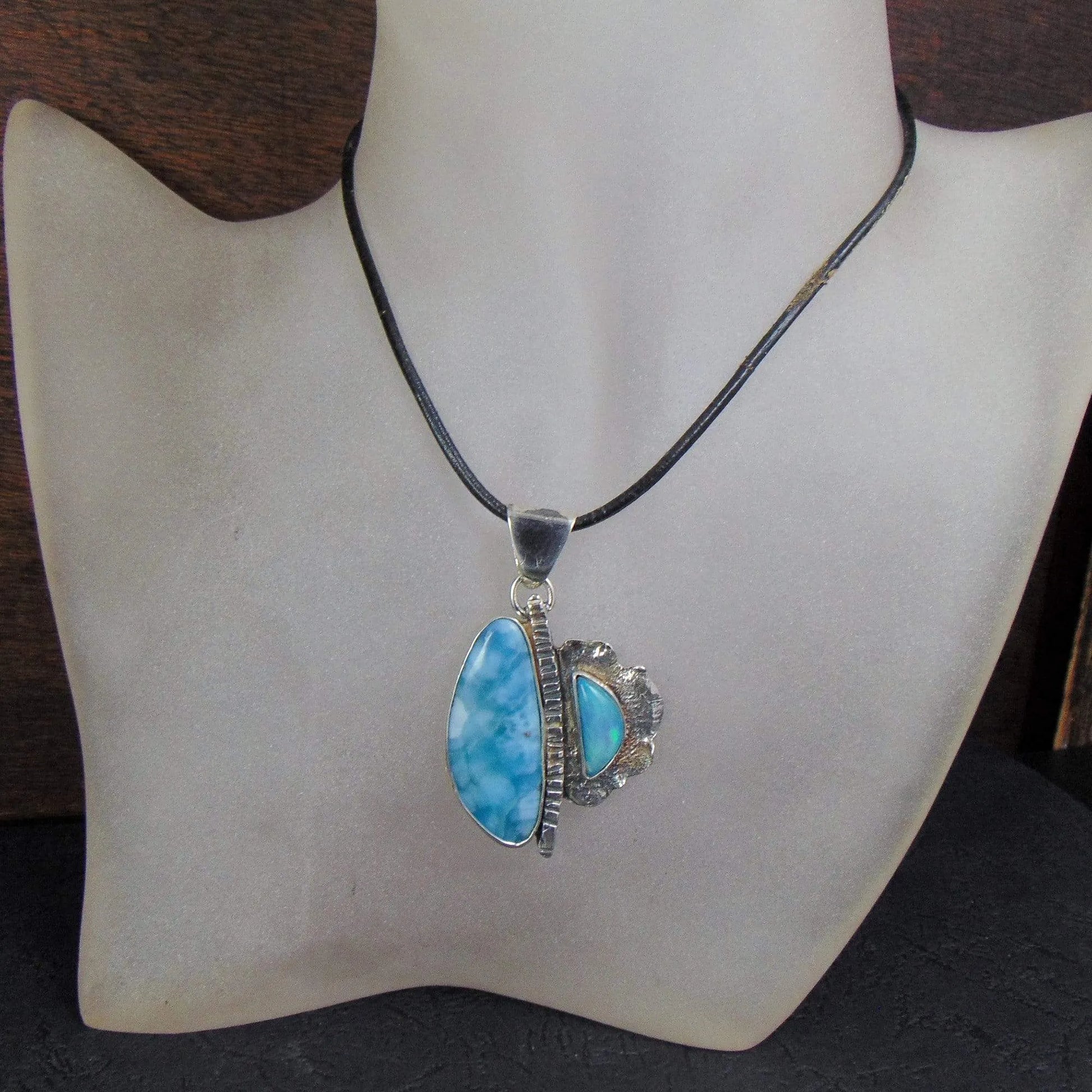 Wisior z larimarem i opalem - EPIR Art Jewellery&Gemstone